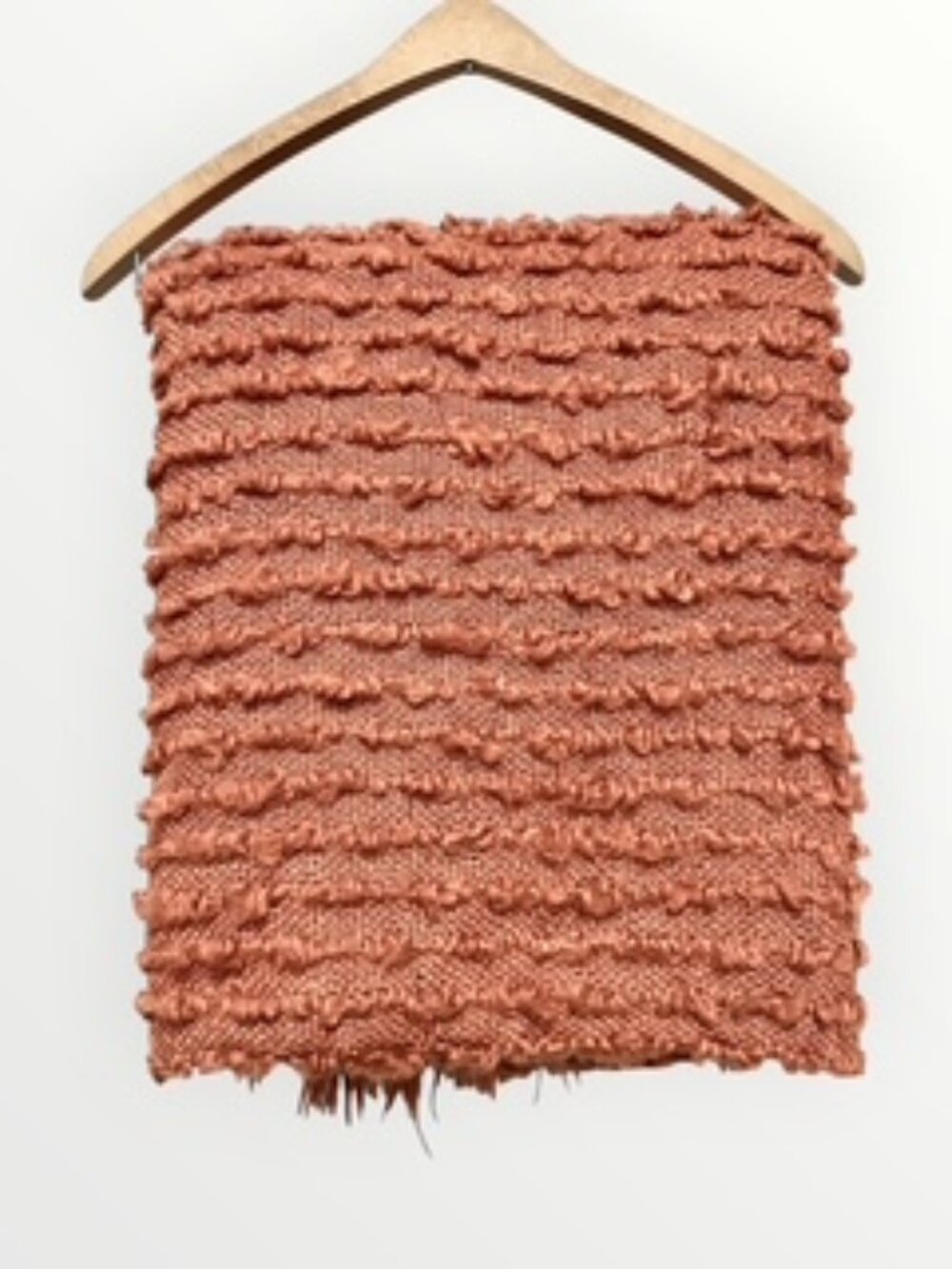 Artisan NY Home Throw Blanket Fringe Chunky Texture Weave Burnt Orange 50inX60in